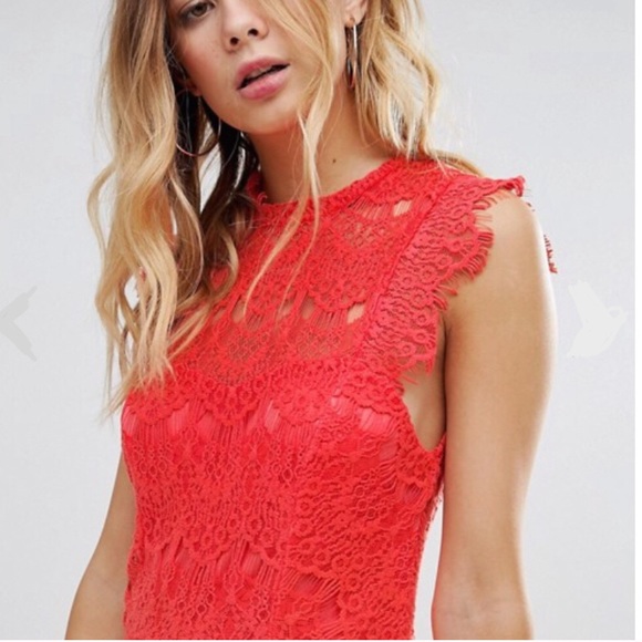 NWT Free People Red Lace Daydream Bodycon Dress - Picture 5 of 8